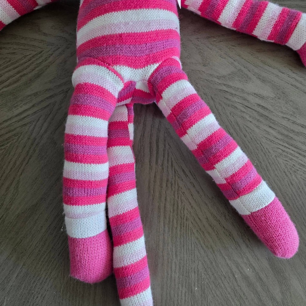 Ganz Heritage Collection Pink Striped Sock Monkey Bunny Ears Plush 21" Retired - Picture 4 of 8